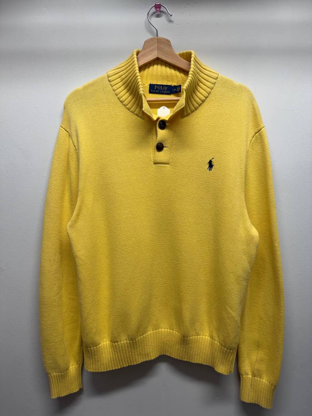 Polo Ralph Lauren Yellow Henley Neck Knit Sweater